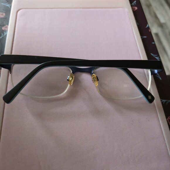 Eddie Bauer 8222 Navy Light Blue Eyeglass Frames 52-19-140 Rectangle Metal - Picture 3 of 14